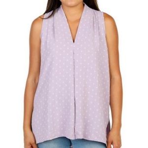 Floral & Ivy Women's Clip Dot Center Pleat Top Medium Lilac - NWT